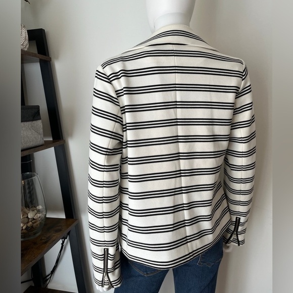 Bagatelle Black & White Striped Moto Jacket Asymmetrical Zip Size S - Picture 4 of 6